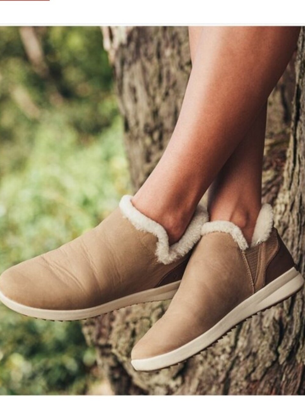 OluKai Malua Hulu Genuine Shearling Tan/Tapa Nubuck Leather Sneaker Women US 7